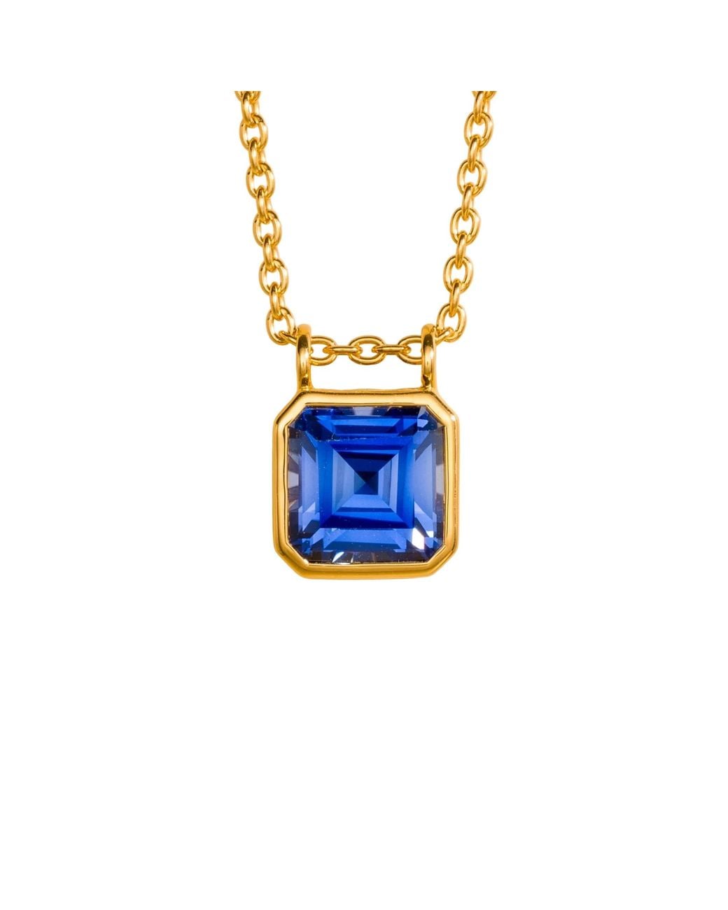 Juvetti Blue Calin Sapphire Asscher-Cut Pendant Necklace