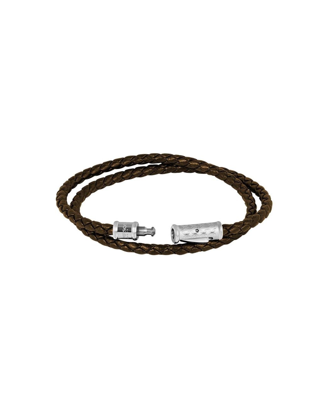 Tateossian Brown Thompson Lucky Clover Double Wrap Bracelet for men
