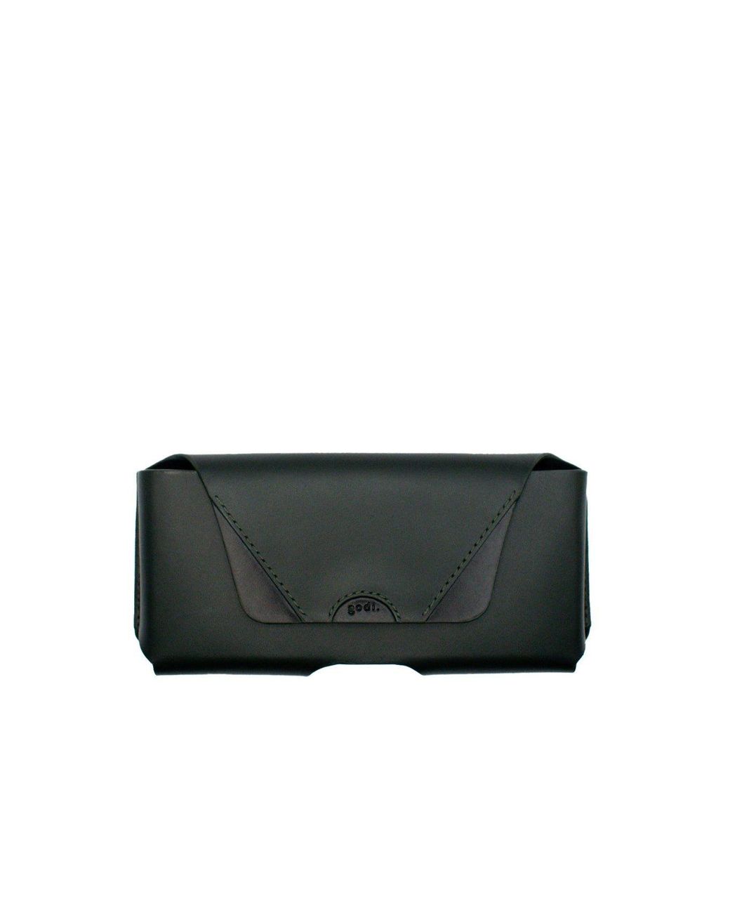 godi. Black Handmade Cowhide Leather Glasses Case – Structured Minimal Eyewear Case, London Made for men