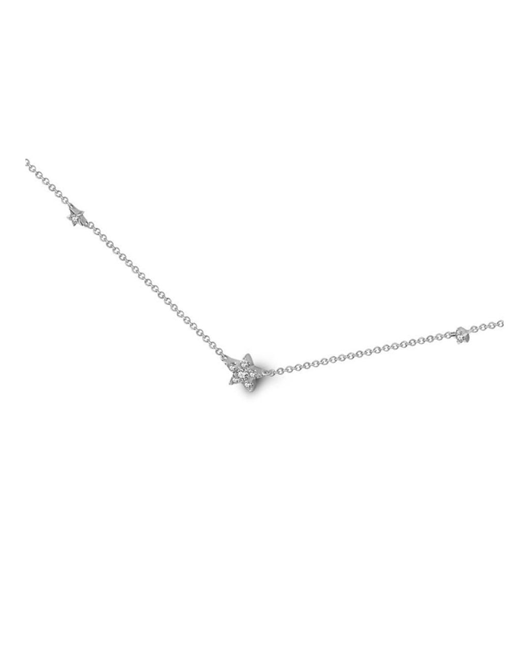 Genevieve Collection Metallic 18K Triple Star Shape Diamond Necklace Choker