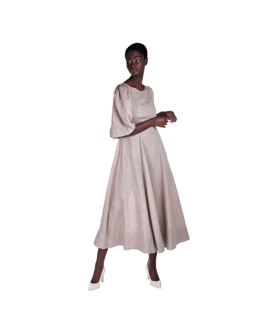 Sofia Tsereteli Brown Linen Dress
