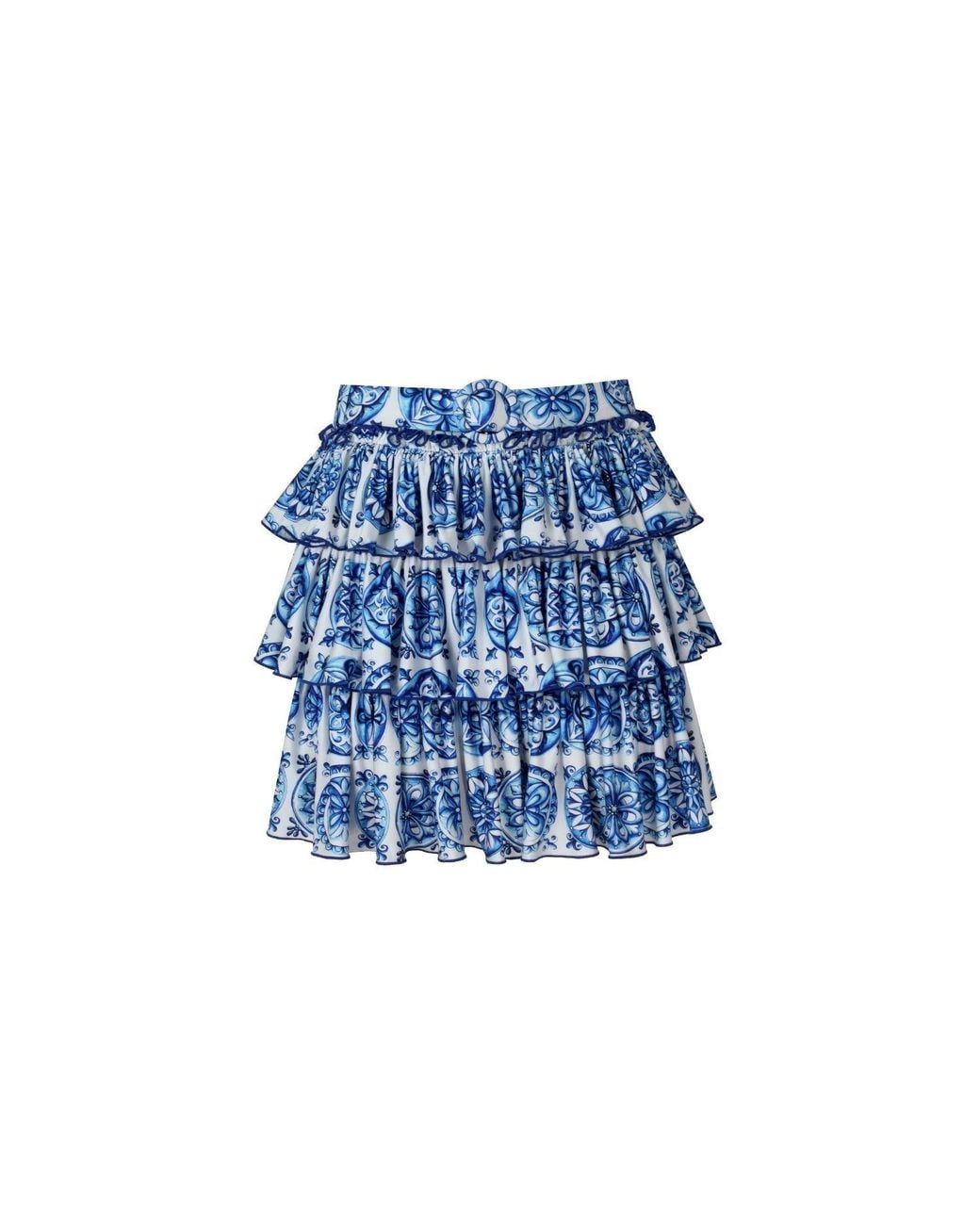 Nur Karaata Blue Helianthus Bleu Blanc Skirt