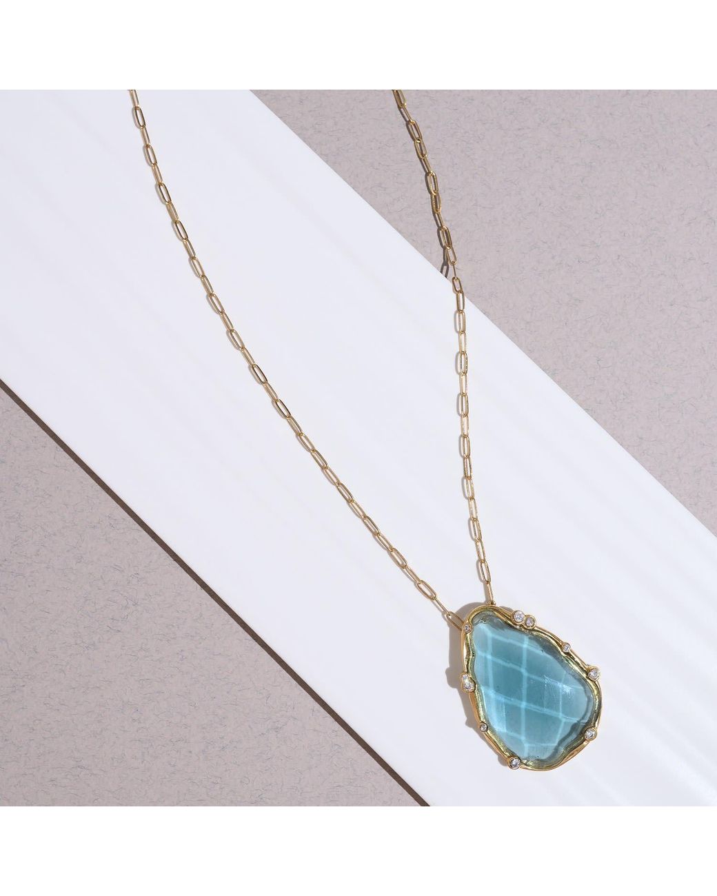 Rare Matters Jewelry Blue Gemstone Teardrop Necklace