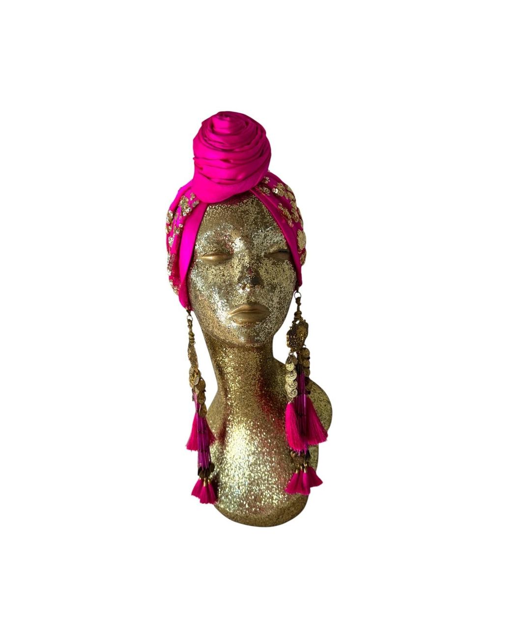 Julia Clancey Pink Luxe Edith Hotty Dream Leopard Sequin Turban