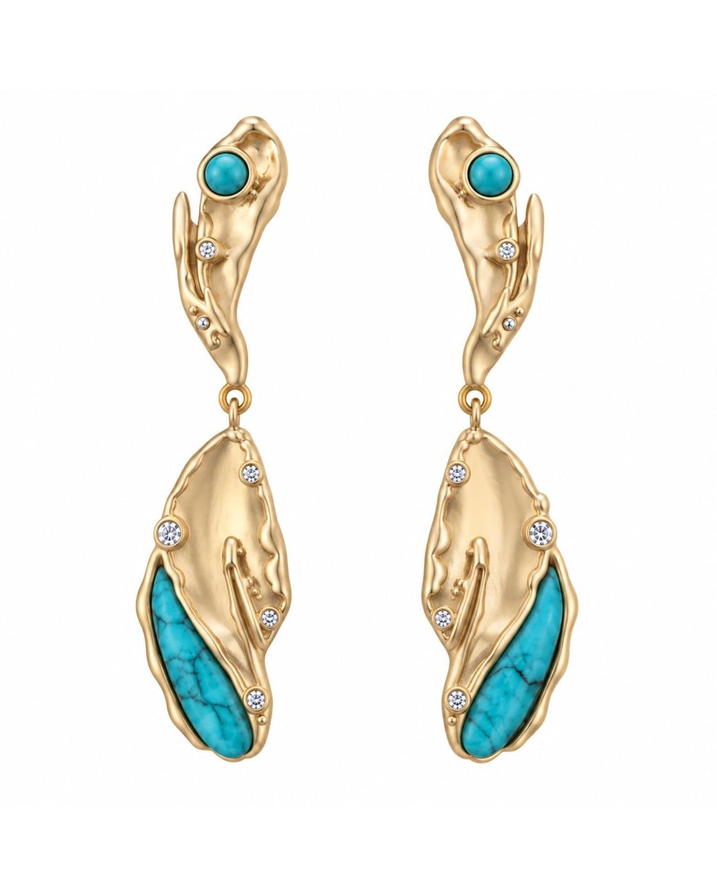 Rare Matters Jewelry Metallic Sculptural Leaf Drop Cz Organic Earrings