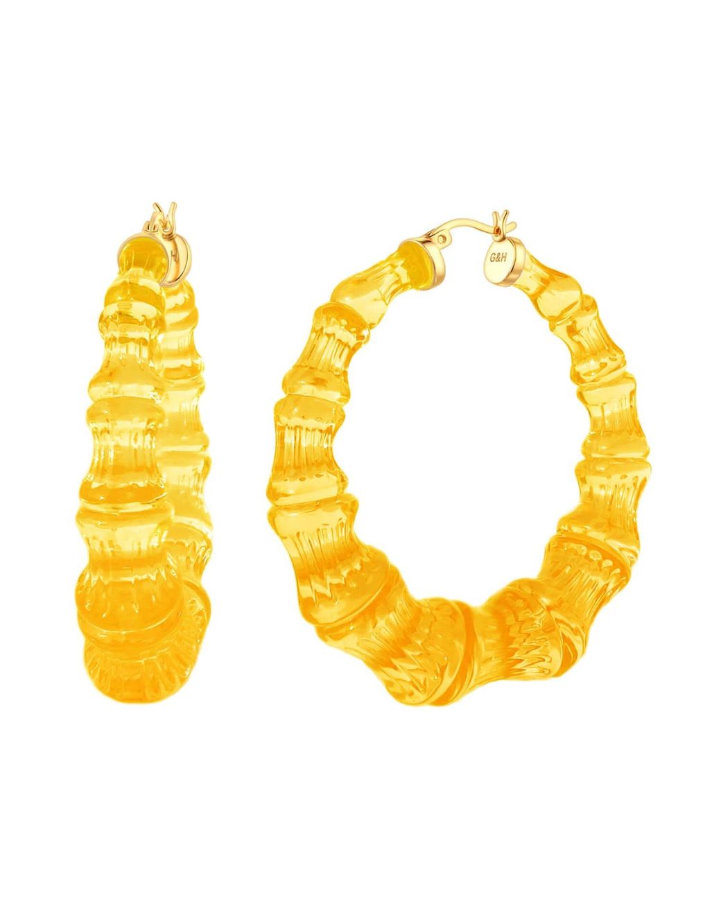 Gold & Honey Multicolor Bamboo Hoop Earrings