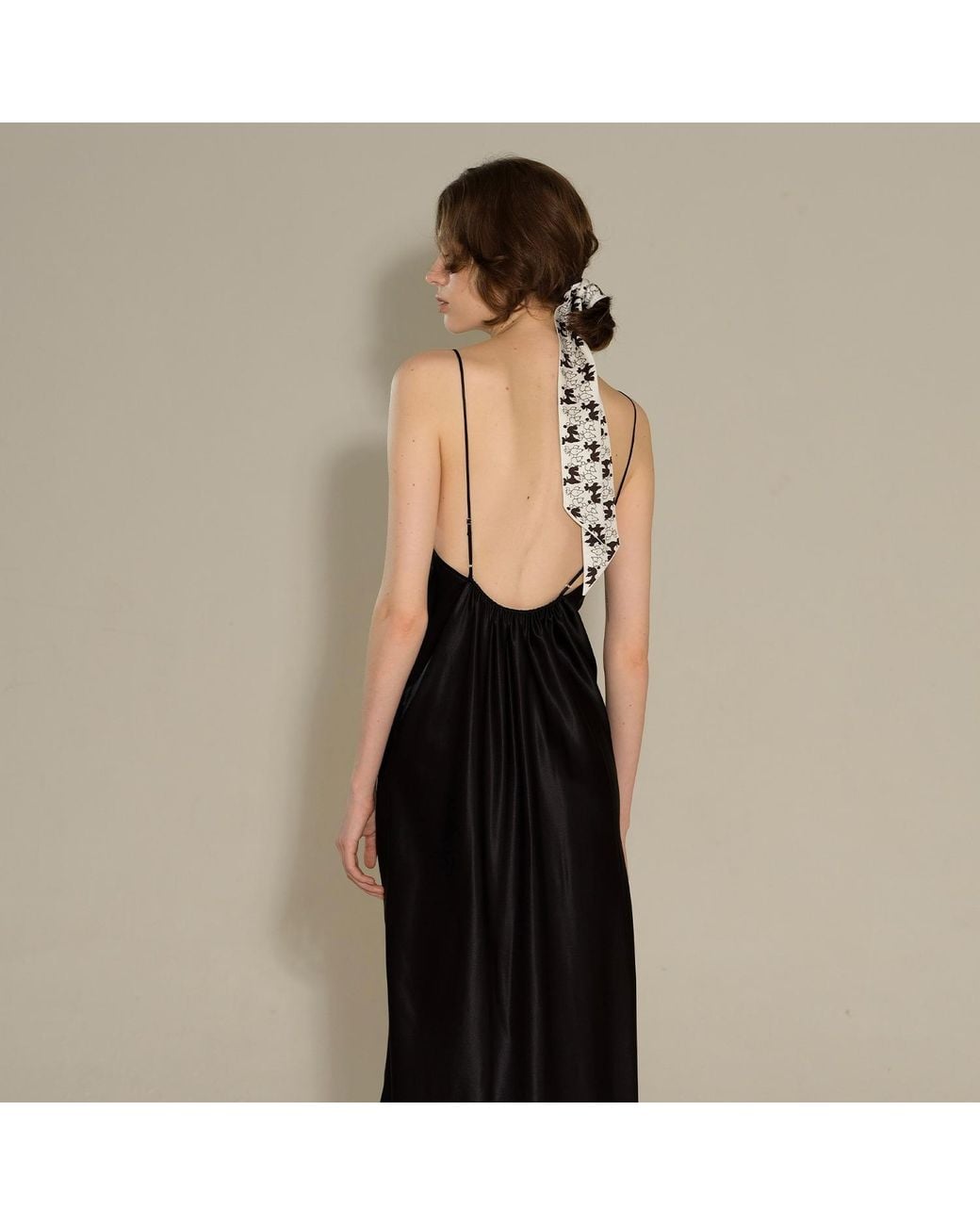 NOT JUST PAJAMA Black Diamond Poodles Silk Slip Dress
