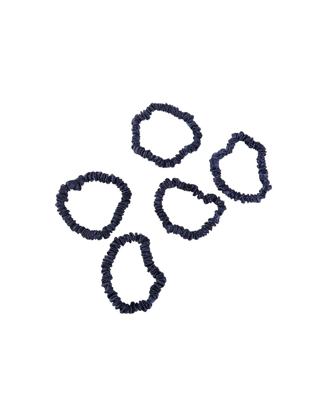 Soft Strokes Silk Blue Pure Mulberry Silk Skinny Scrunchie Set Of Five