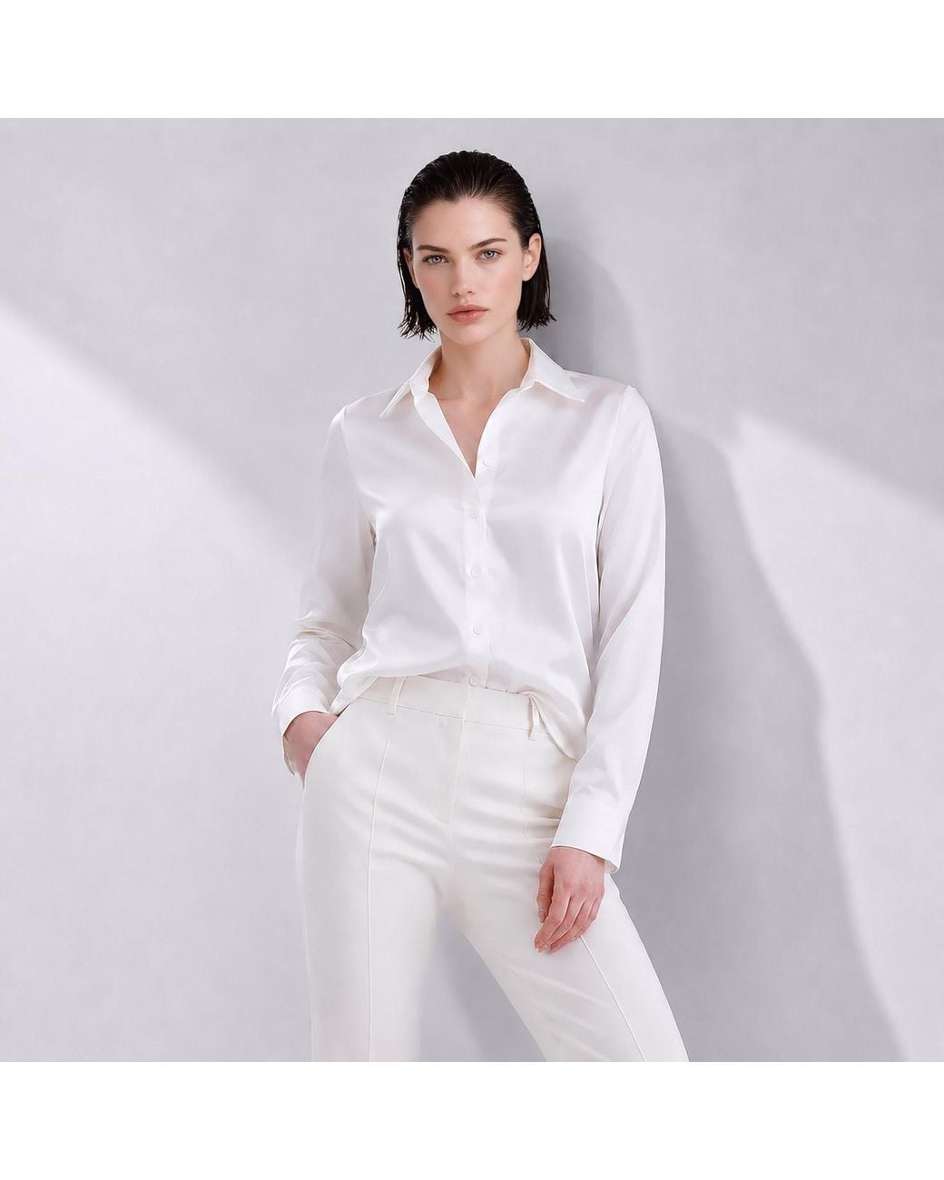 Maan Istanbul White Smooth Satin Shirt – Days