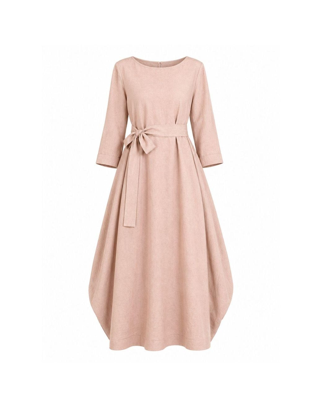 Nikka Place Pink Long Linen Boho Beach Dress