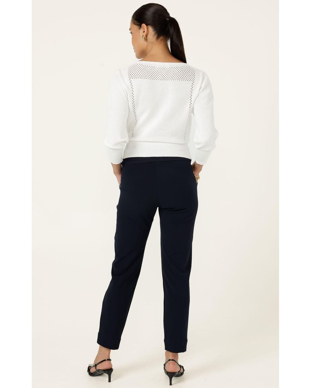 SACHA DRAKE White Chloe Three Quarter Sleeve Knit Top