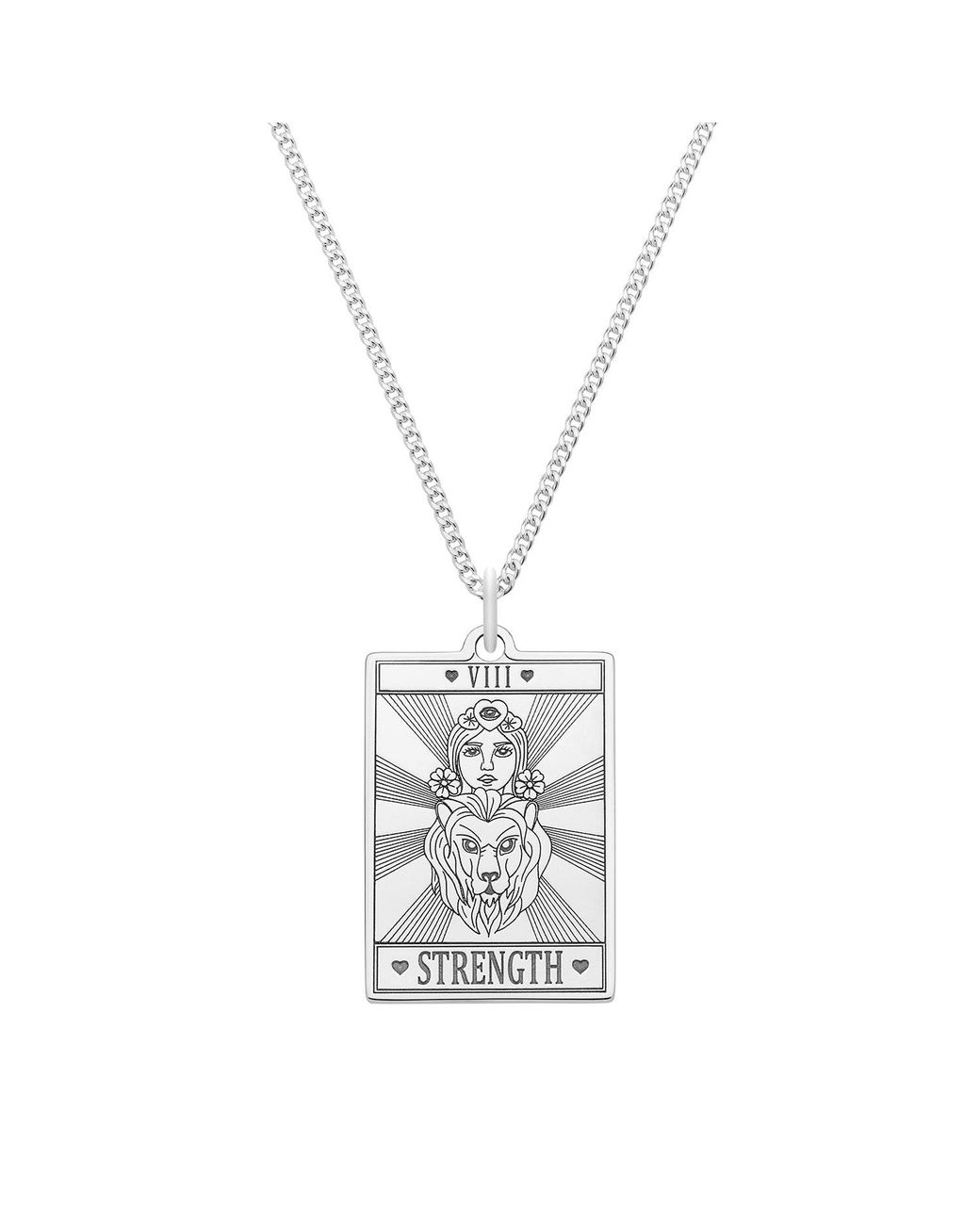 CarterGore White Small Sterling Silver "strength" Tarot Card Necklace