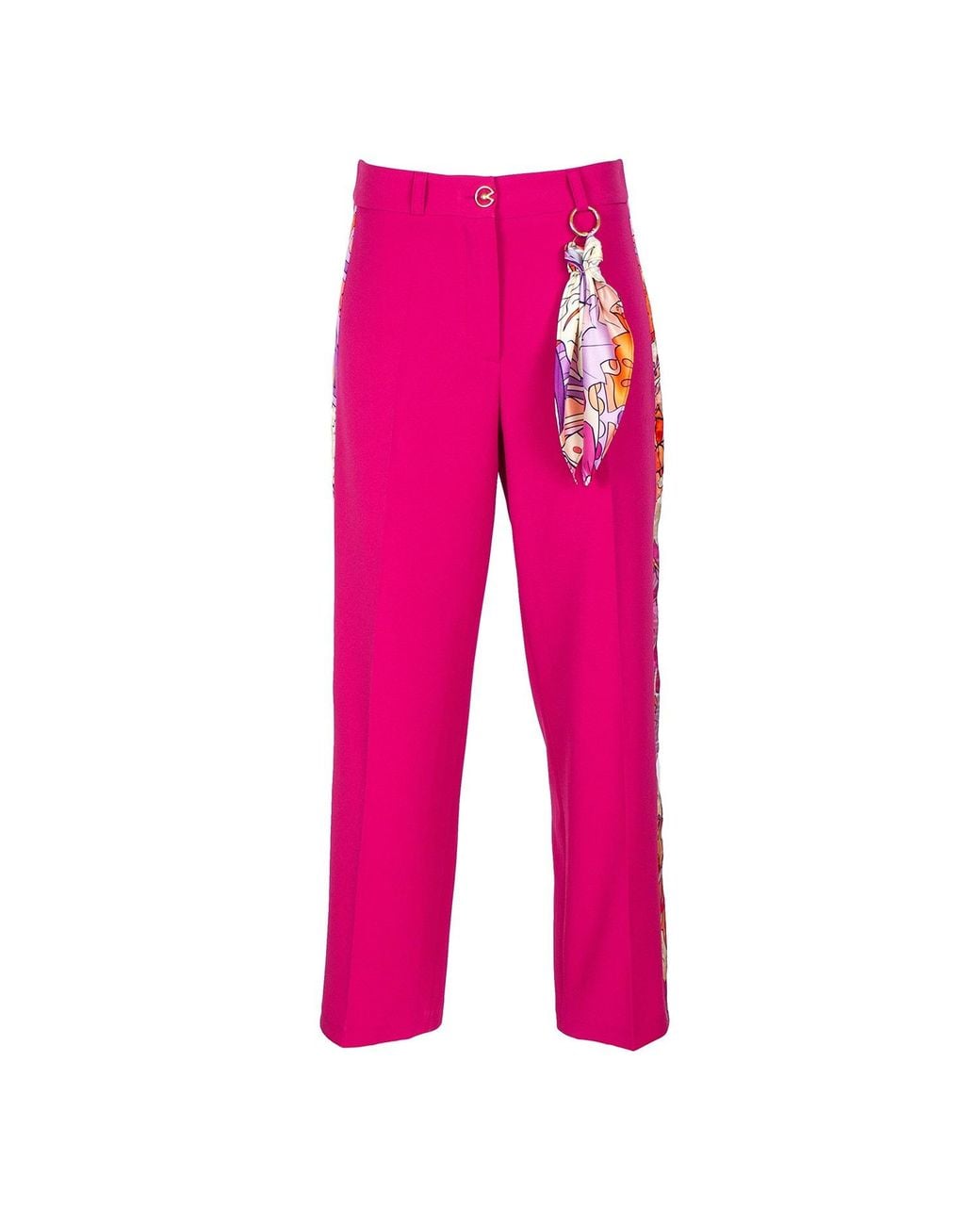 Lalipop Design Pink Wide Leg Tailored Cropped Fuchsia Pants