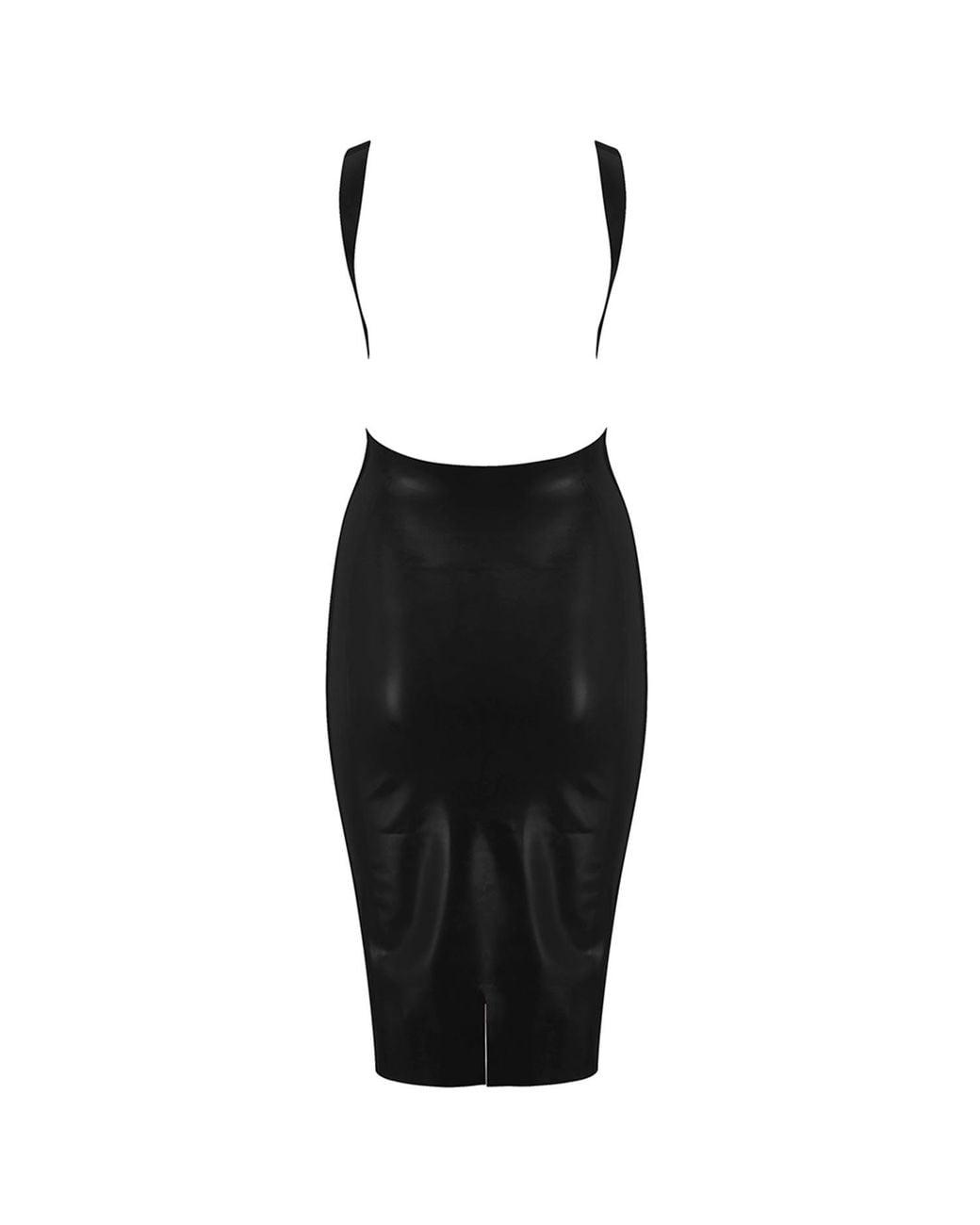 Elissa Poppy Black Latex Midi Dress