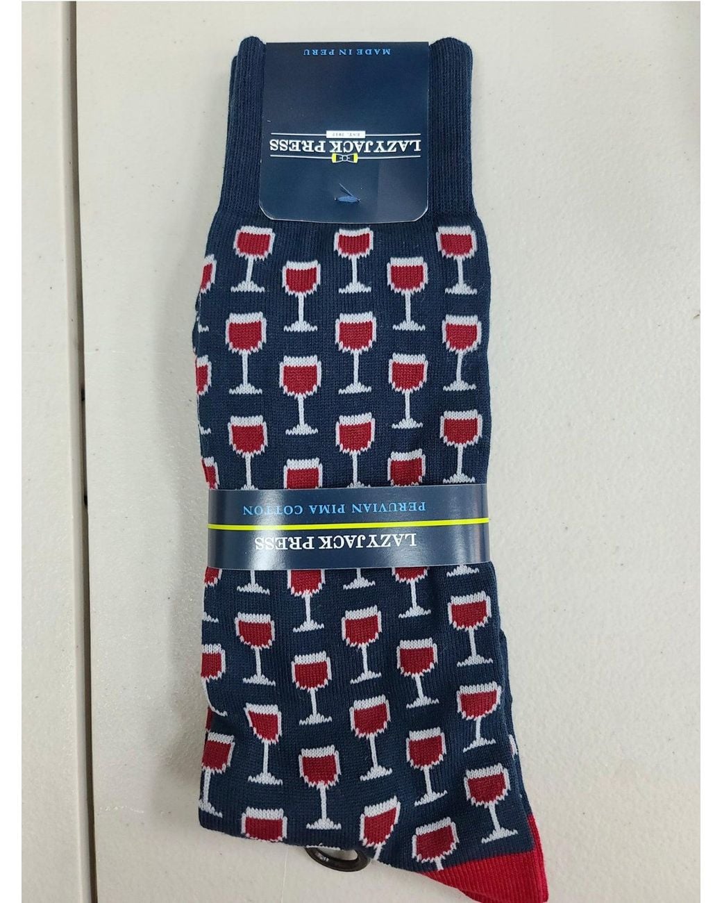 Lazyjack Press Blue On Cloud Wine Socks for men