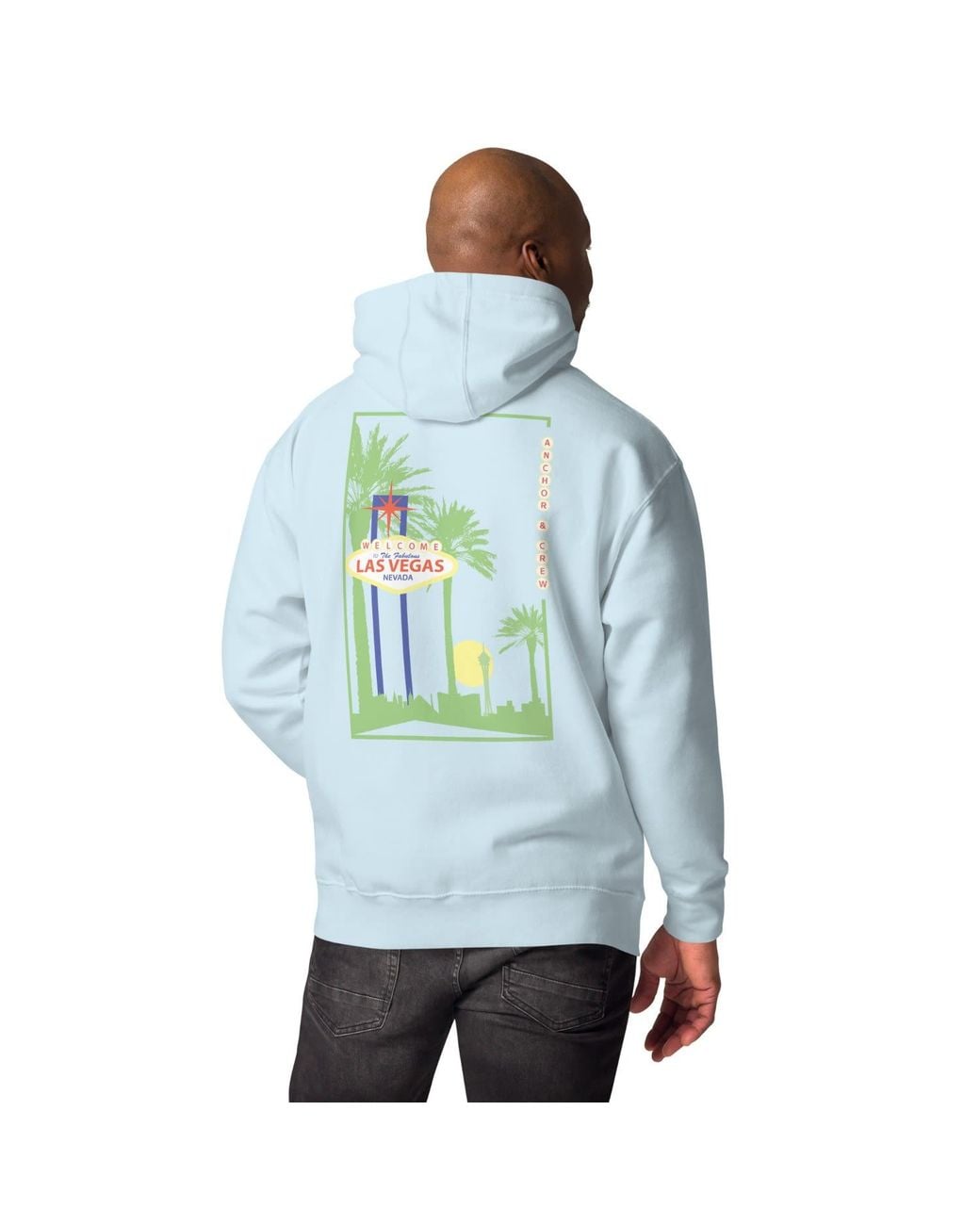 Anchor and Crew Blue Sky Las Vegas Landmark Cotton Blend Hoodie for men