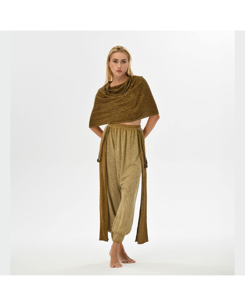 Zhenabia Green Suhan Harem Pants Desert Sand