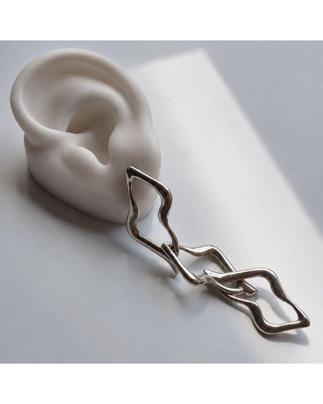 Daria Pacelli Jewelry Black Polaire Asymmetrical Sterling Statement Earrings