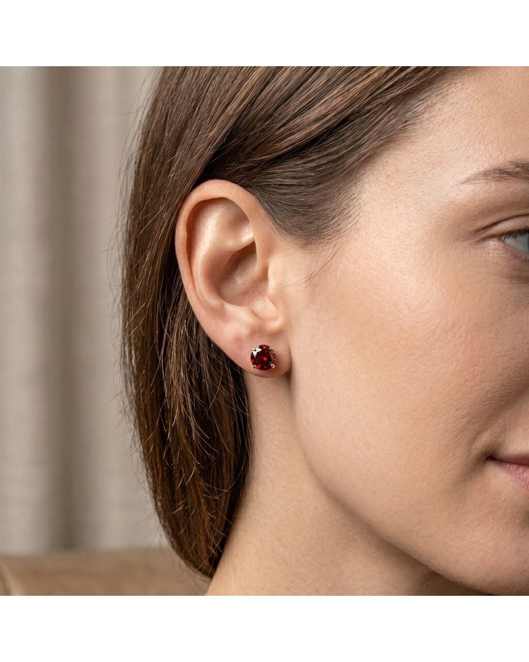 Spero London Red 9Ct Garnet Stud Earrings