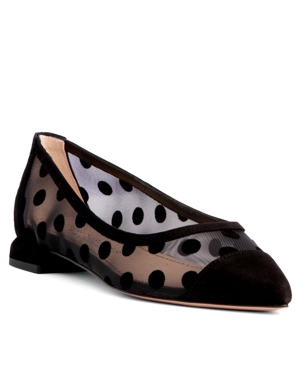 Beautiisoles by Robyn Shreiber Made in Italy Black Blake Polka Dots Mesh Work Valentine Evening Comfortable Sexy Flat Ballerina