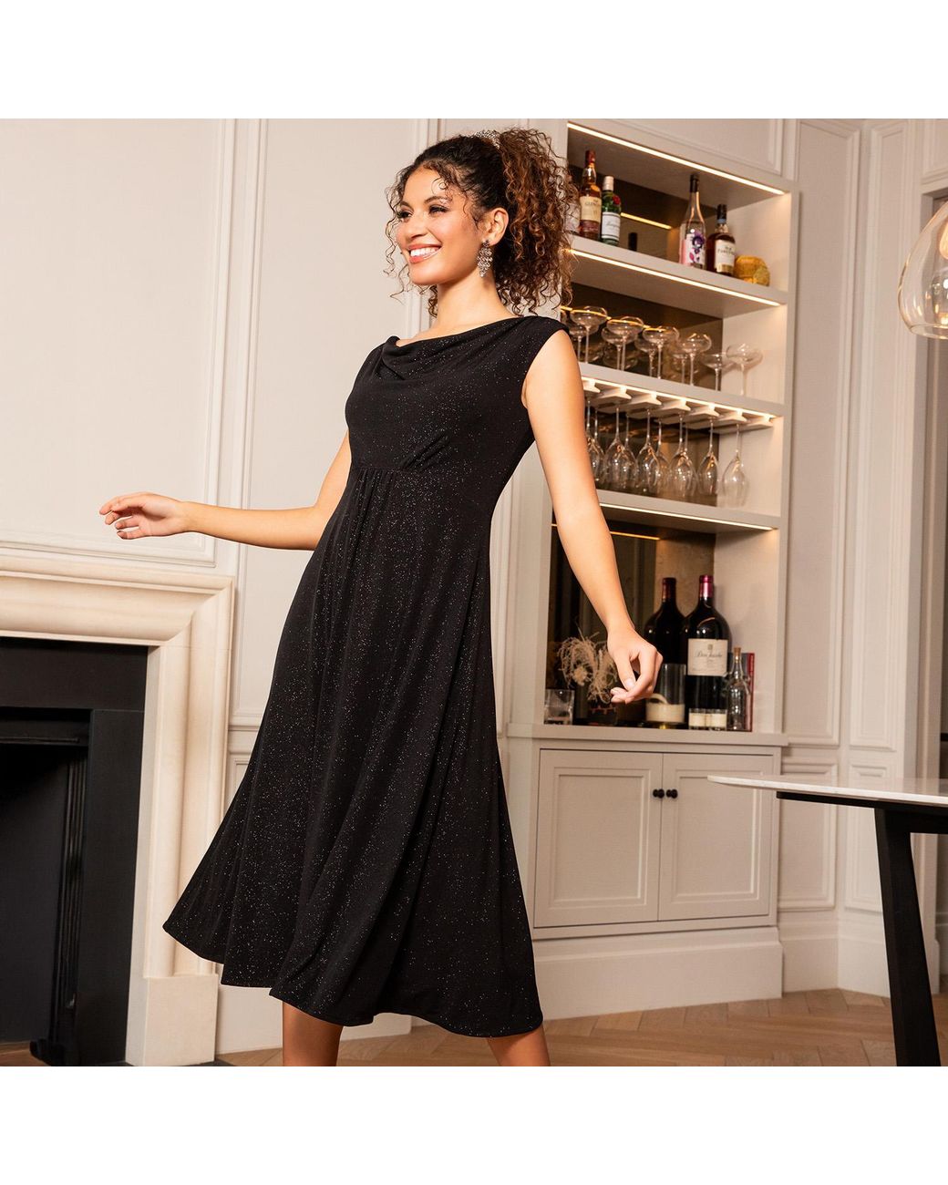 Alie Street London Black Darcie Cowl Neck Dress
