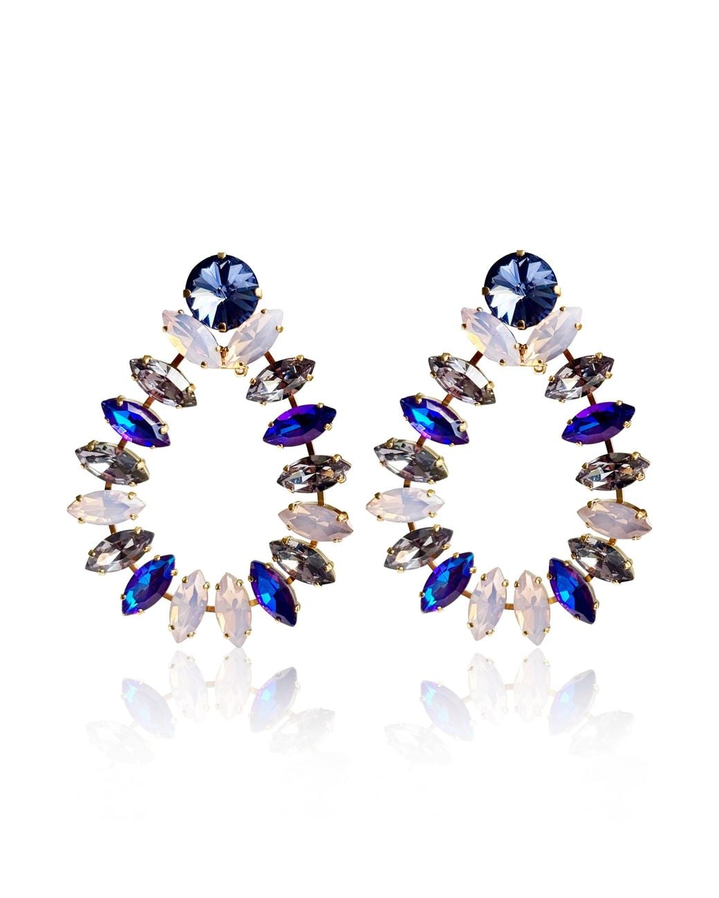 Laura Gray Blue Julie Ombre Crystal Hoops for men