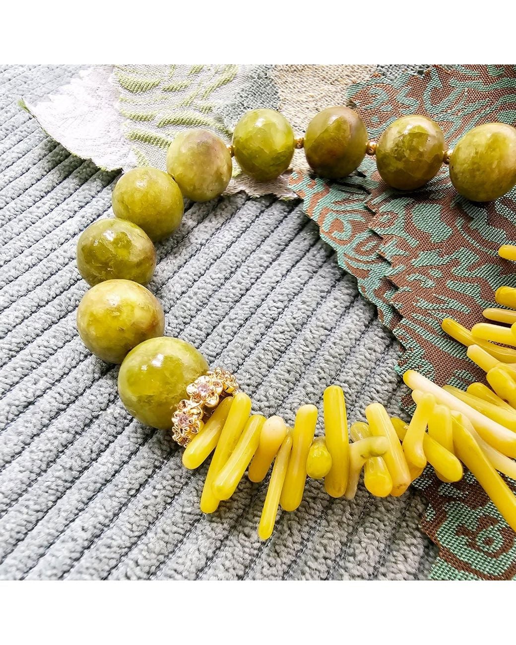 Farra Green Natural-Inspired Opal With Bamboo Coral Bracelet