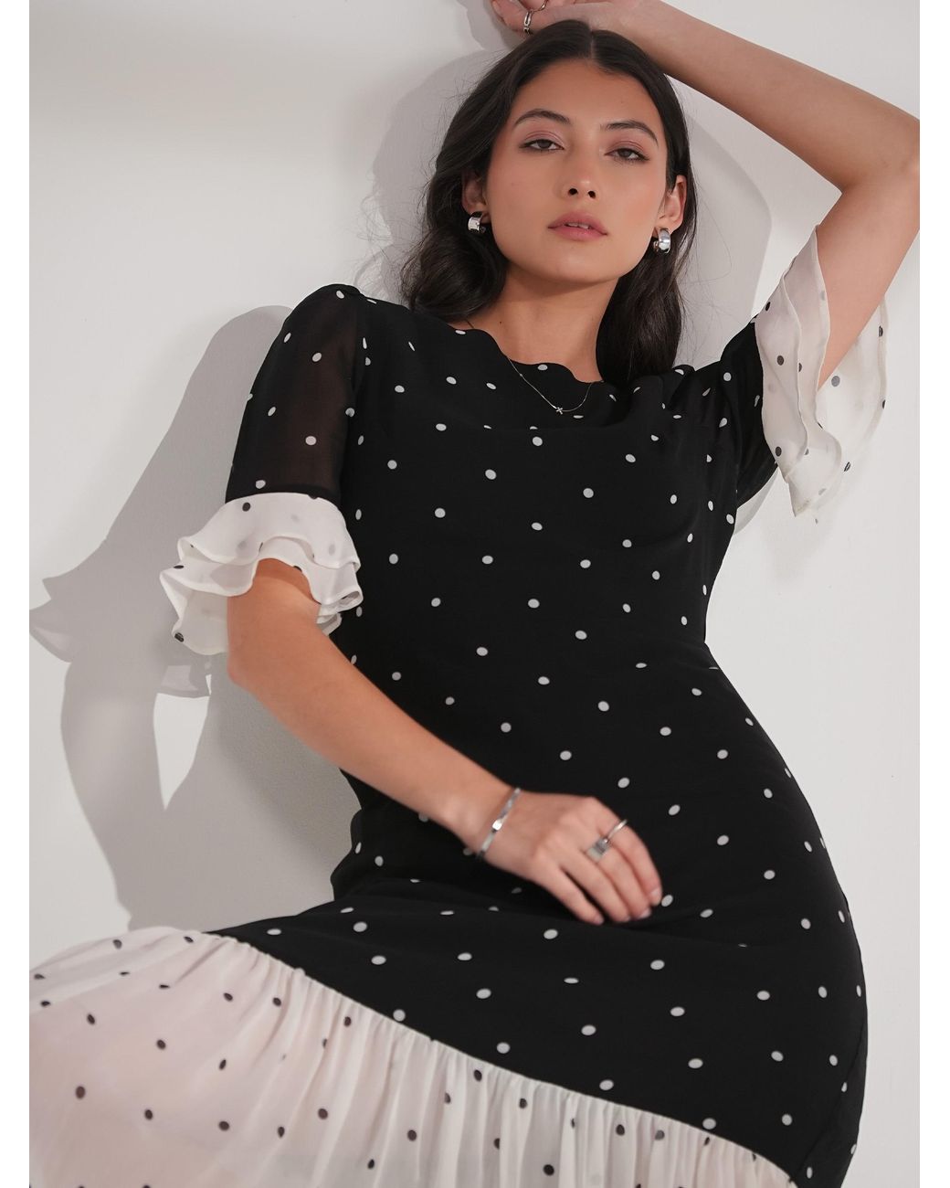 Rose & Nancy Black Saphi & Pindot Spot Maxi Dress