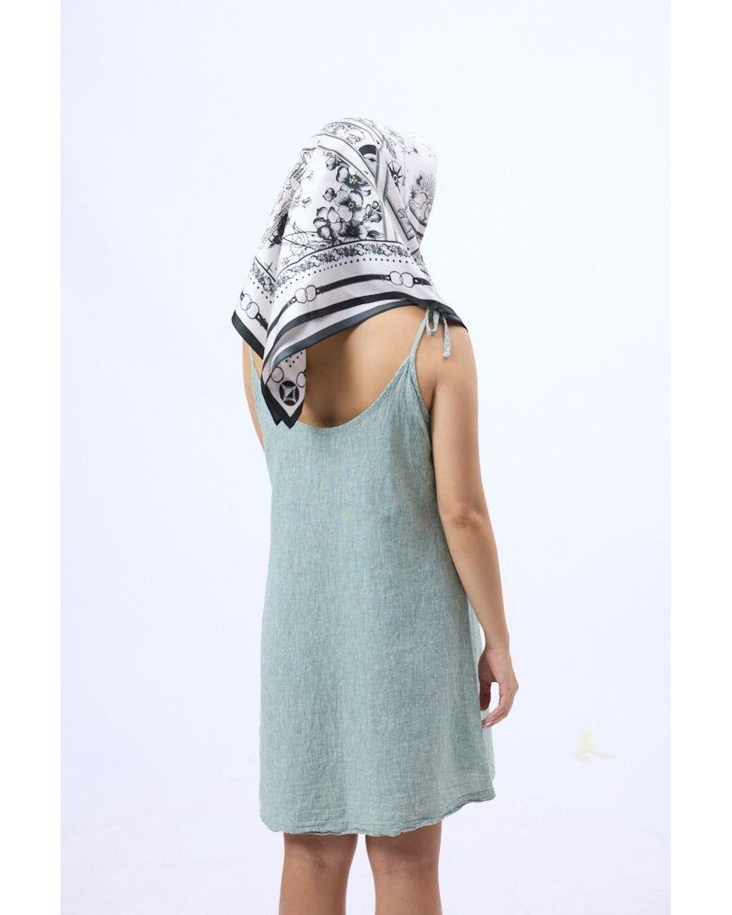 Silk and Bears Blue Monochrome Nautical Mulberry Silk Twill Scarf — Hand-Rolled Hem