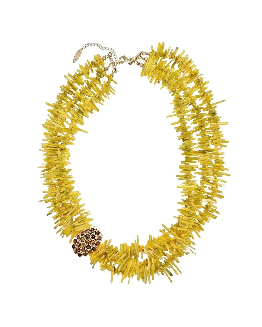 Farra Yellow Bohemian Vibrant Multi-Layer Coral Bamboo Statement Necklace