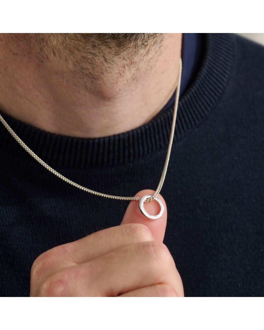 Posh Totty Designs Metallic Sterling Mini Quote Circle Necklace for men