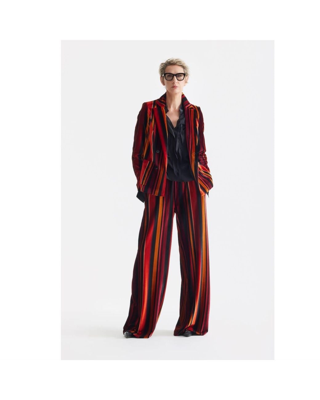 Julia Allert Red Retro Wide-Leg Trousers