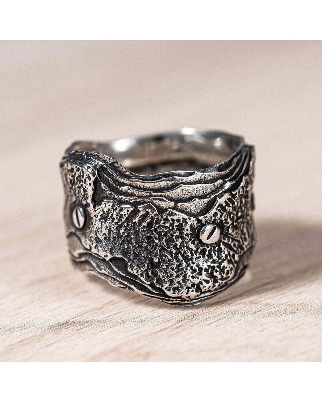 German Kabirski Metallic Esker Handmade Ring With A Sculptural Effect for men