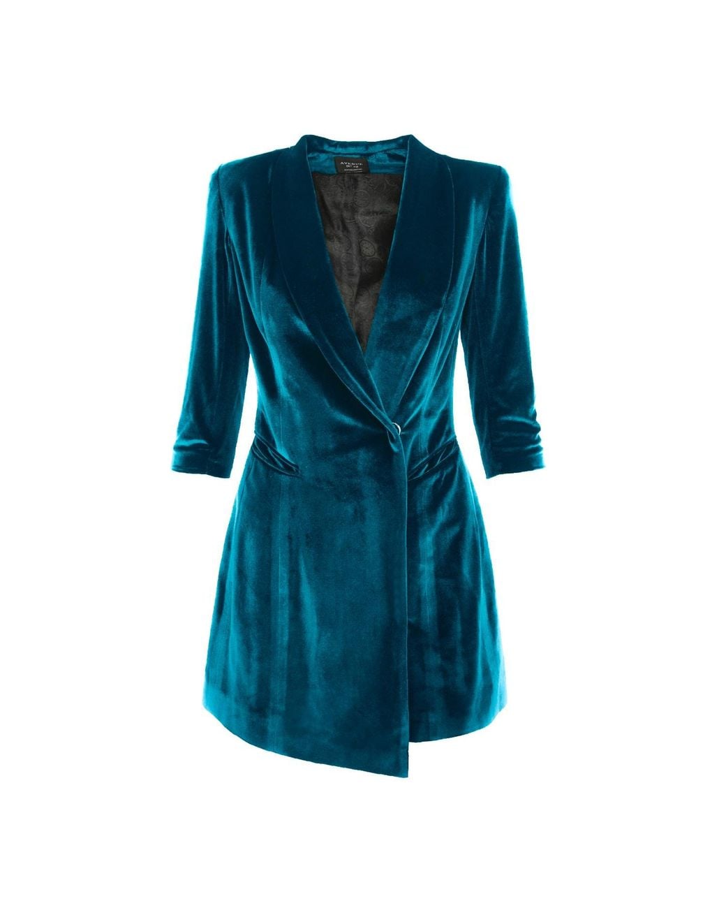 AVENUE No.29 Blue Asymmetric Velvet Blazer Dress