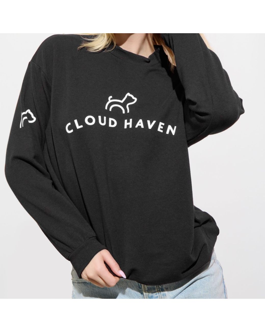 Cloud Haven Black Neutrals Boyfriend Logo Sweatshirt Espresso