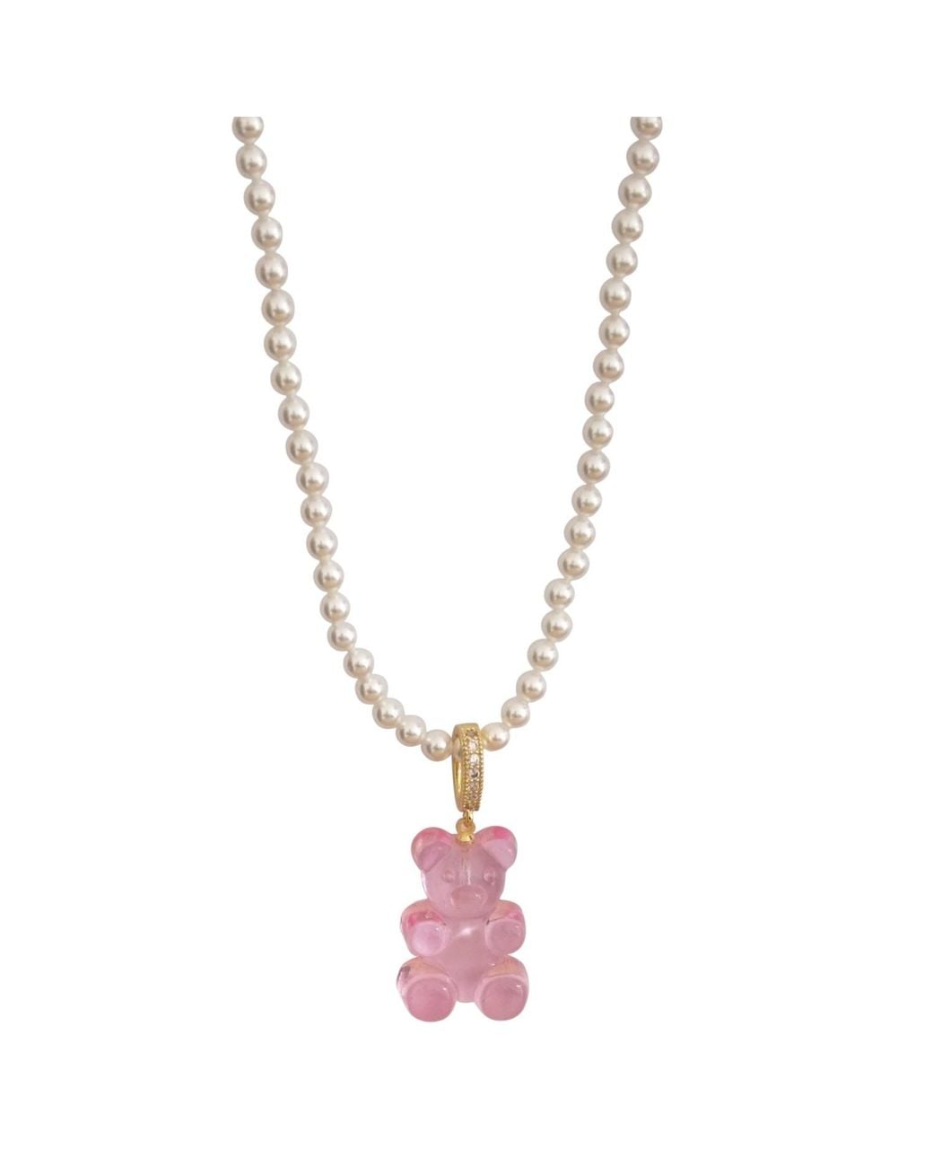Ninemoo Metallic Shell Bead Necklace And Gummy Bear Pendant