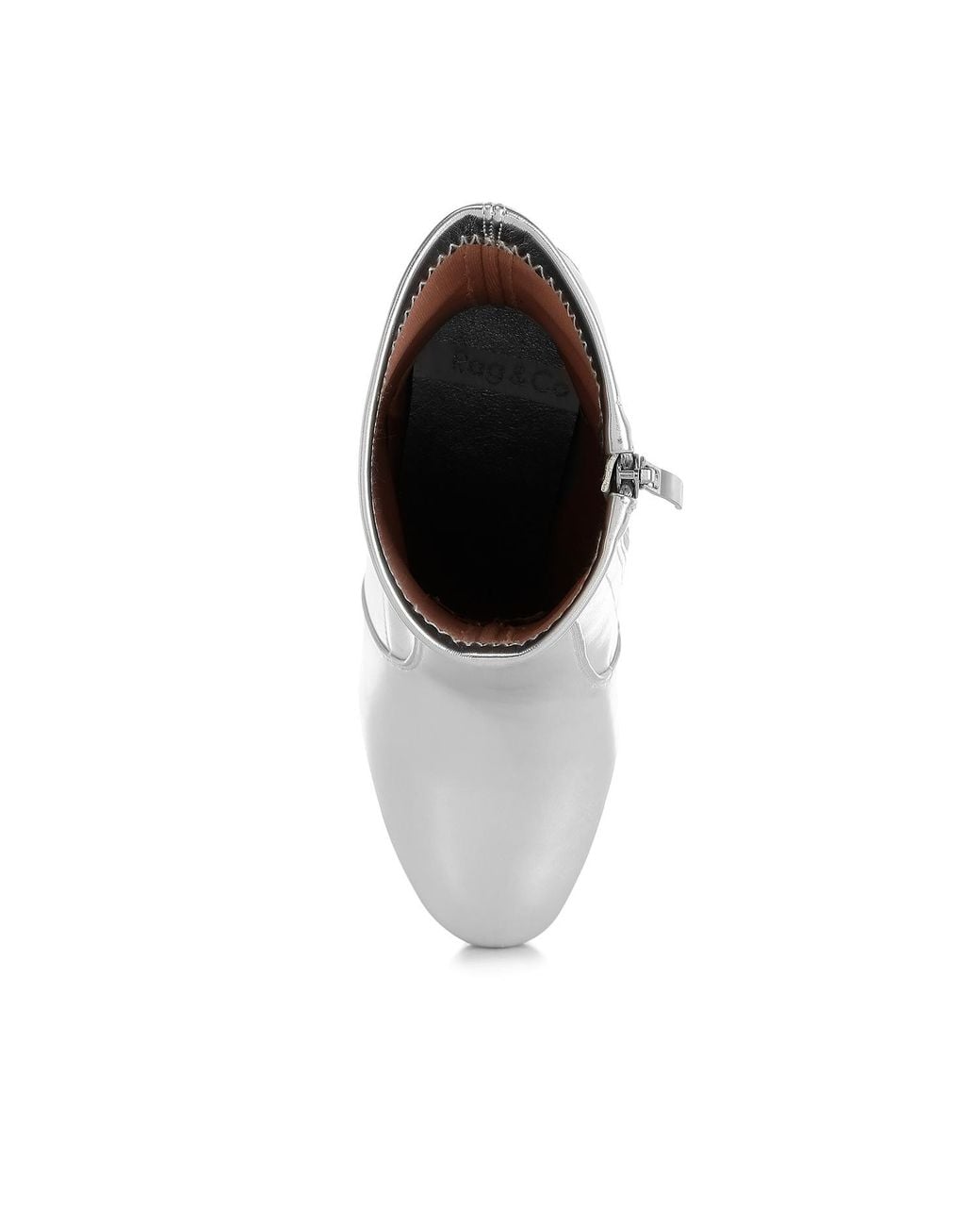 Rag & Co White Tirana Metallic Pleather Sock Boots