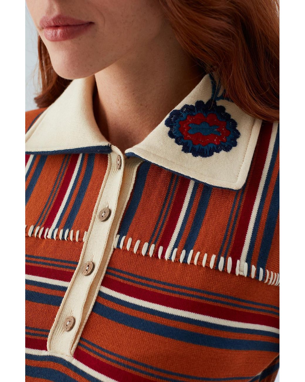 Peraluna Harper Fine Embroidered Knitted Blouse