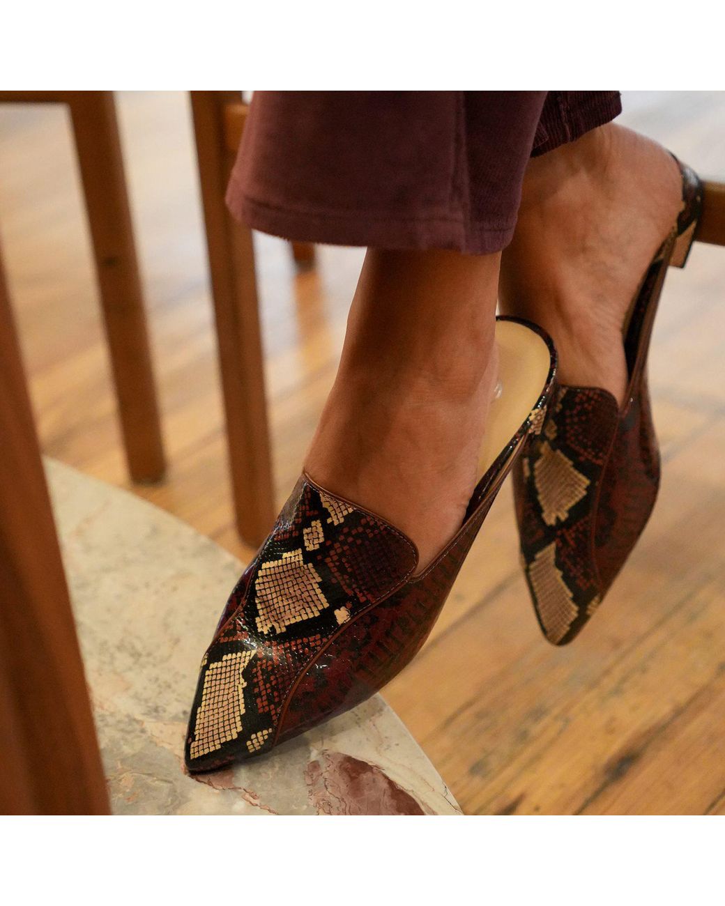 Alterre Brown Burgundy Python Marilyn Pointed Loafer