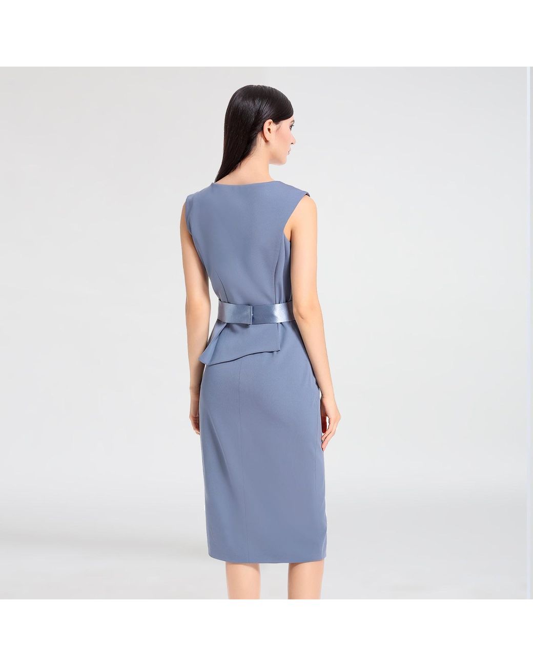 Smart and Joy Blue Asymmetric Peplum Dress
