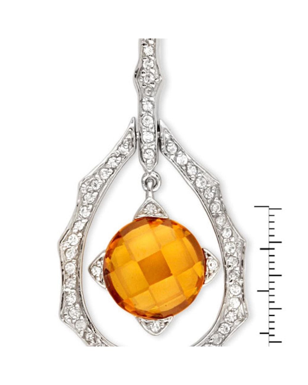 Genevive Jewelry Metallic Cubic Zirconia Sterling Plated Champagne Teardrop Pendant