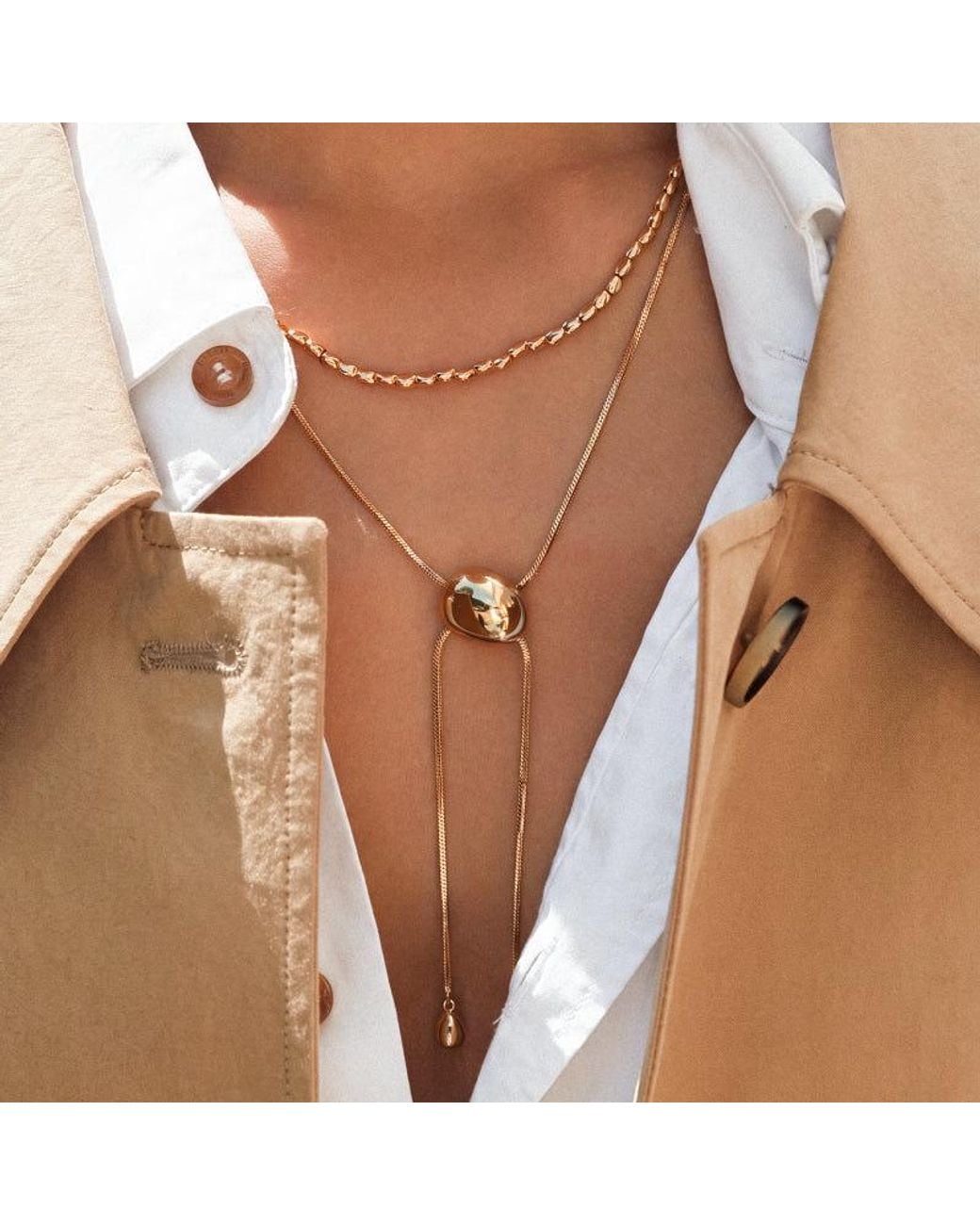 Lagomist Metallic Coffee Bean Lariat Necklace