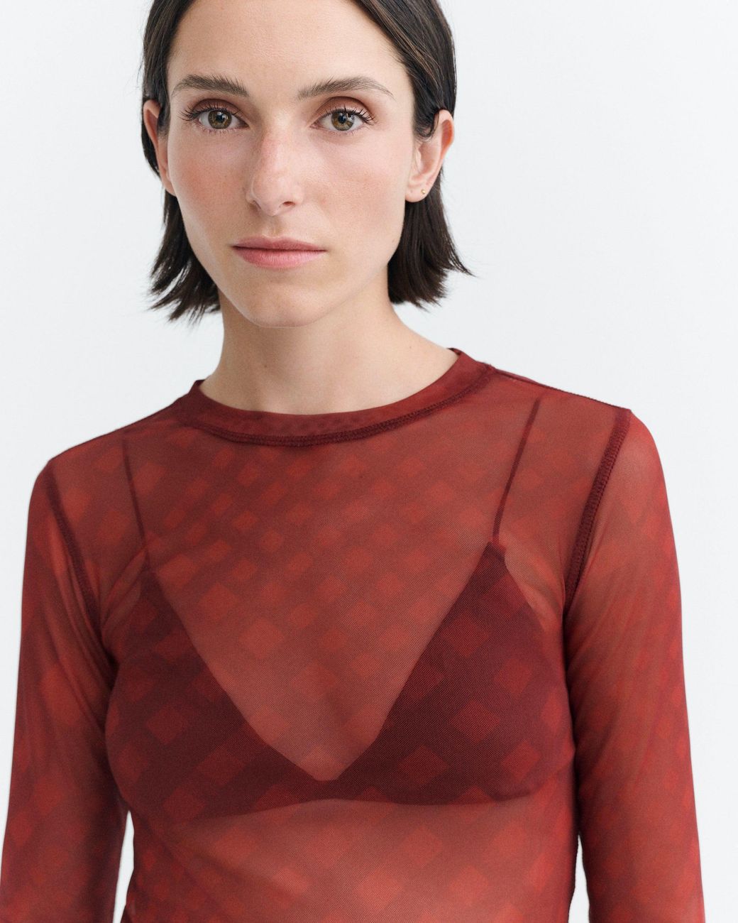 Thinking Mu Red Tere's Sheer Top