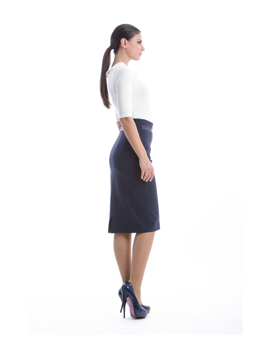 Conquista Blue Pencil Skirt
