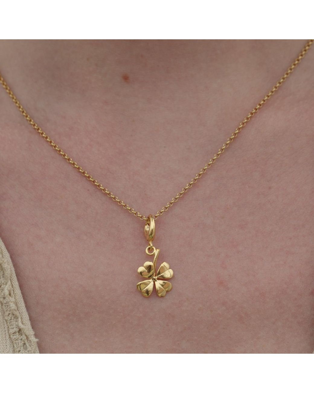 Lily Charmed Metallic Plated Four Leaf Clover Charm Necklace