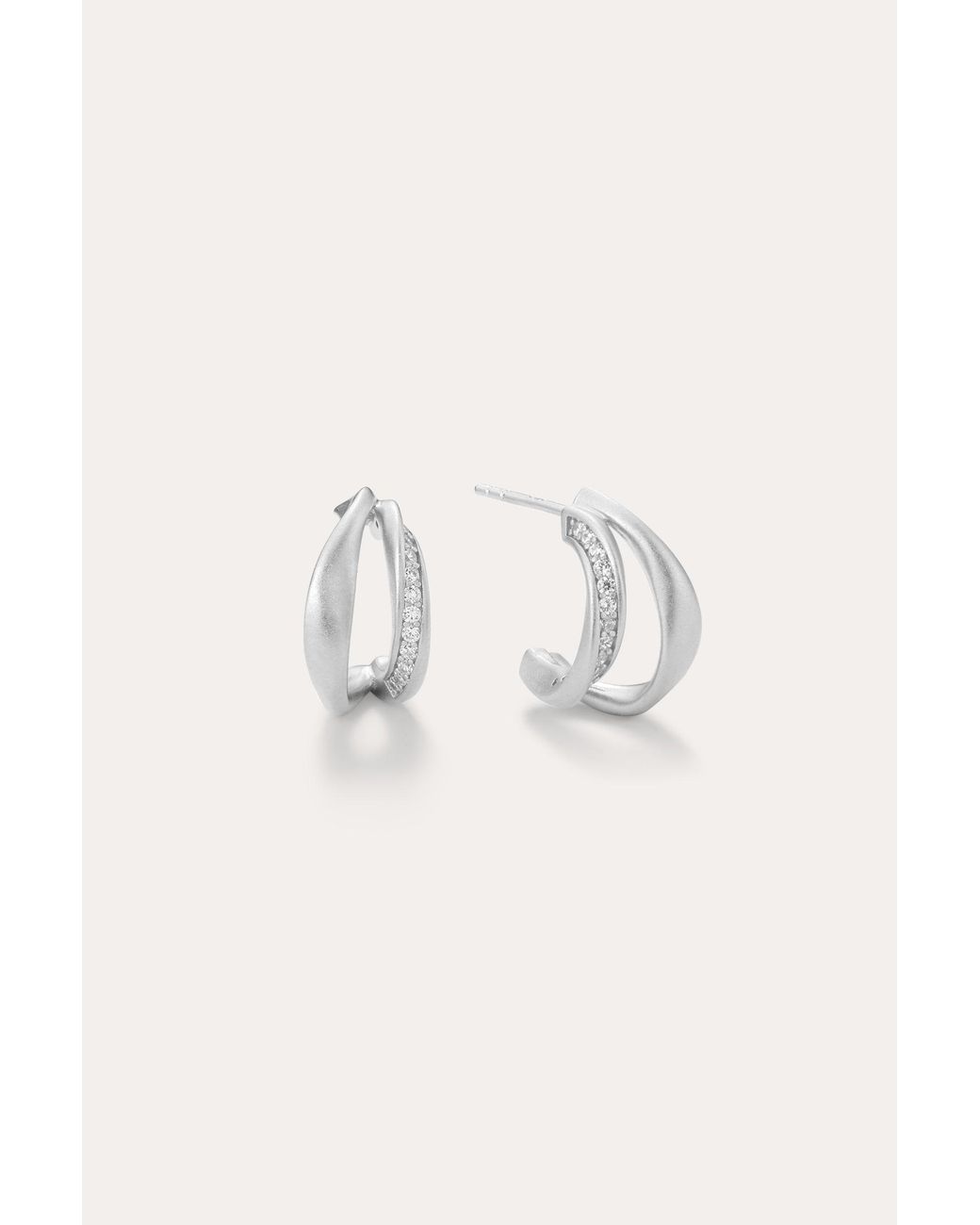Vanhi White Nadine Pavé Twisted Stud Earrings