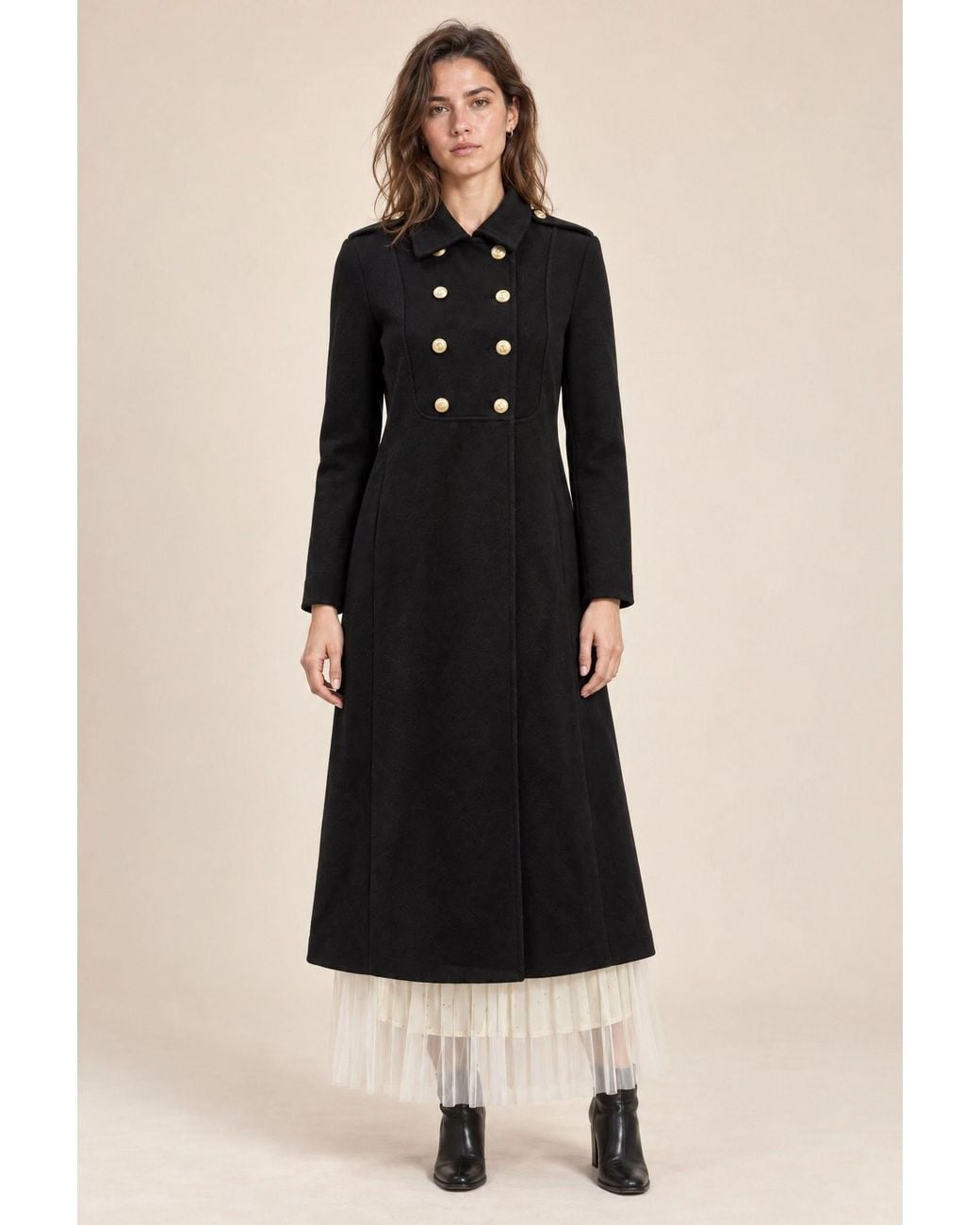 James Lakeland Black Military Long Coat