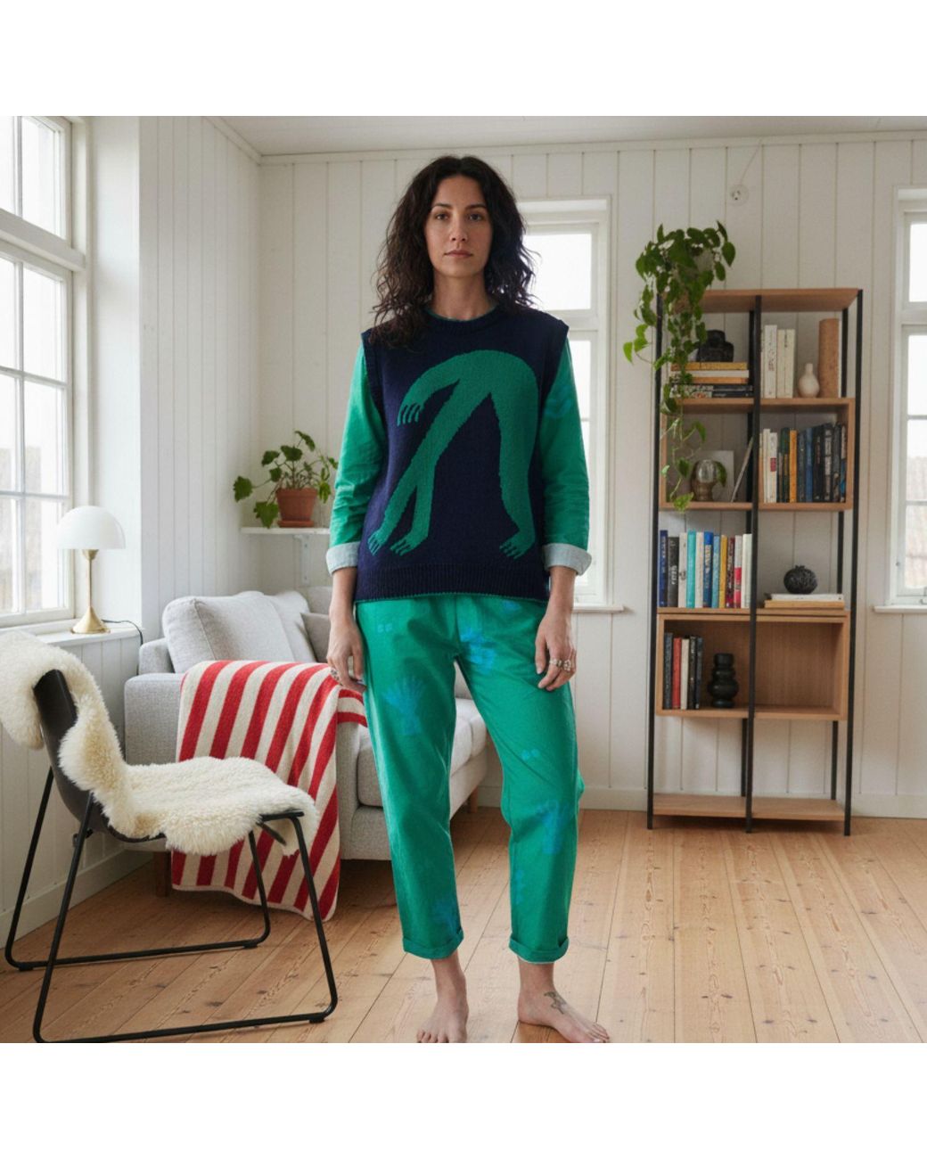 Wild Clouds Green Organic Cotton & Linen Jumpsuit