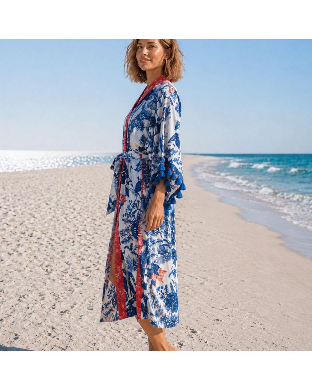 Pick Happy Blue Kimono Cotton Tassels Owl
