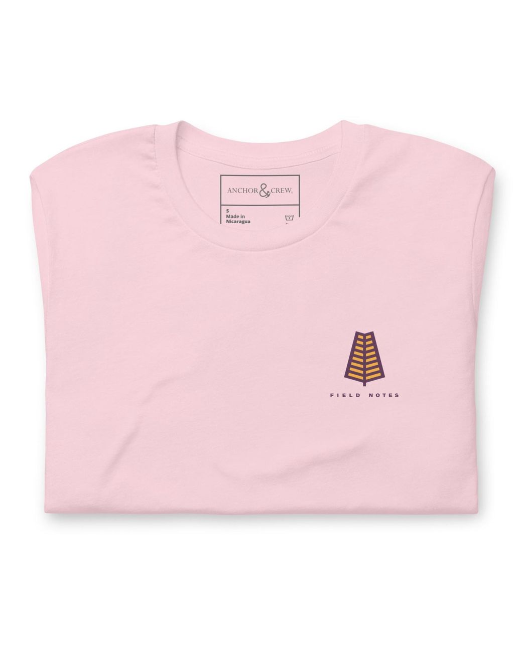 Anchor and Crew Pink Cotton Three Field Notes Organic Cotton T-Shirt